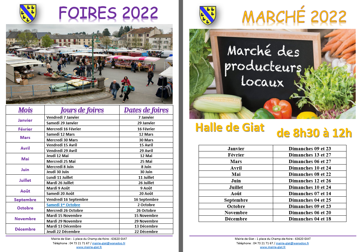 Foires et Marchés de GIAT Restaurant et cabanes Lacustra